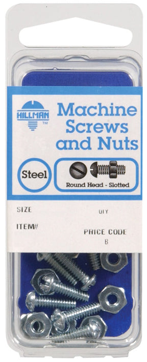 HILLMAN No. 10-32 in. X 1-1/2 in. L Slotted Round Head Zinc-Plated Steel Machine Screws 1 pk, Pack of 10