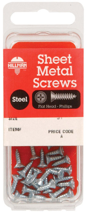 HILLMAN No. 4 Ga. X 1/4 in. L Phillips Flat Head Sheet Metal Screws 1 pk, Pack of 10