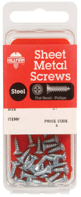 HILLMAN No. 6 X 1/2 in. L Phillips Flat Head Sheet Metal Screws 25 pk, Pack of 10