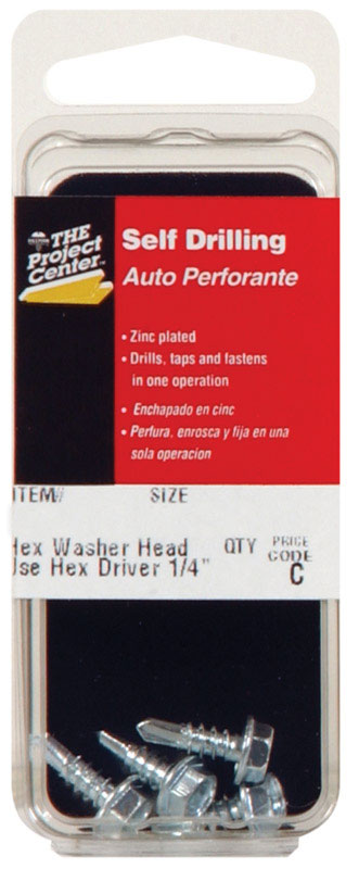 HILLMAN No. 10 Ga. X 1 in. L Hex Hex Washer Head Sheet Metal Screws 5 pk, Pack of 10