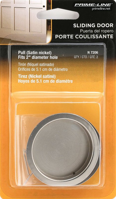 Prime-Line N 7206 Door Pull, 2 in Dia, 5/16 in D, Steel, Satin Nickel