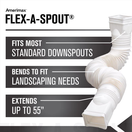 Amerimax Flex-A-Spout 4.5 in. H X 4.5 in. W X 55 in. L White Vinyl Downspout Extension