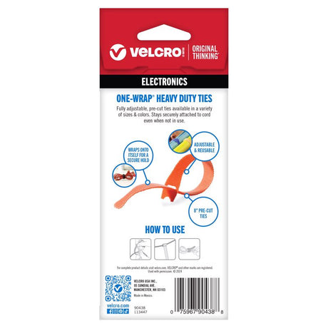 VELCRO Brand ONE-WRAP Small Nylon Ties 8 in. L 5 pk, Pack of 12