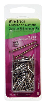HILLMAN 17 Ga. X 3/4 in. L Bright Steel Brad Nails 1 pk 2 oz, Pack of 6
