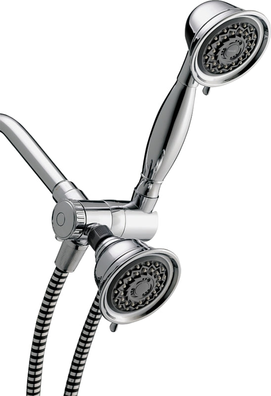 Waterpik PowerSpray+ Series VAT-313E-343DE Dual Showerhead System, 1.8 gpm, 6-Spray Function, Polished Chrome