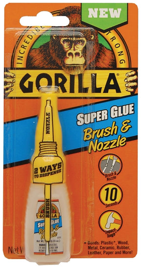 Gorilla 7500102 Super Glue Brush and Nozzle, Straw/White Water, Liquid, Irritating, 10 g