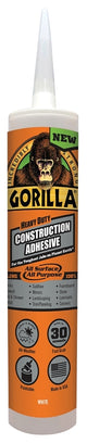 Gorilla 8010003 Construction Adhesive, White, 9 oz, Cartridge