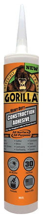 Gorilla 8010003 Construction Adhesive, White, 9 oz, Cartridge