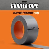 Gorilla 105634 Duct Tape, 30 yd L, 1.88 in W, Polyethylene-Coated Cloth Backing, Silver