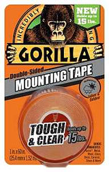 Gorilla 6065003 Mounting Tape, Double Sided, 60 in L, 1 in W