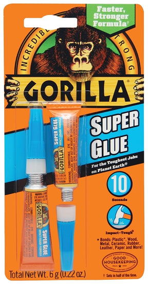 Gorilla 7800109 Super Glue, Straw/White Water, Liquid, Irritating, 3 g, Tube
