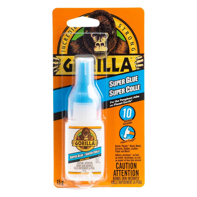 Gorilla 112381 Super Glue, Liquid, Sharp, Irritating, Clear, 15 g Bottle
