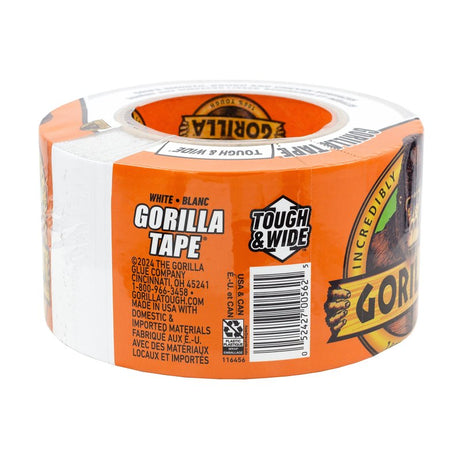Gorilla 6025302 Duct Tape, 25 yd L, 2.88 in W, Polyethylene-Coated Cloth Backing, White