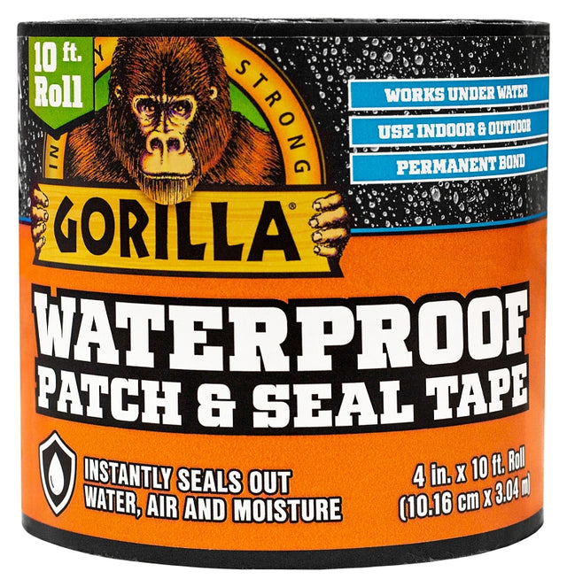 Gorilla 4670002 Patch and Seal Tape, Waterproof, 10 ft L, Black