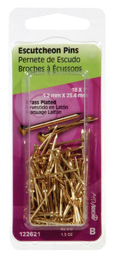 HILLMAN 18 Ga. X 1 in. L Brass-Plated Steel Escutcheon Pins 1 pk 1.5 oz, Pack of 6