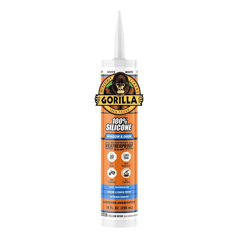 Gorilla 117395 Window and Door Sealant, White, >40 deg F, 10 oz Cartridge
