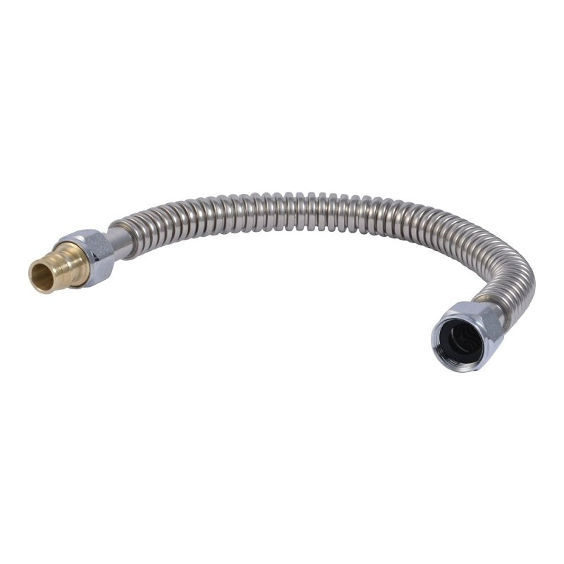 SharkBite UAB3088FXSS18LF Water Heater Connector, 3/4 in, FIP, DZR Brass/EPDM/Stainless Steel, 19.4 in L