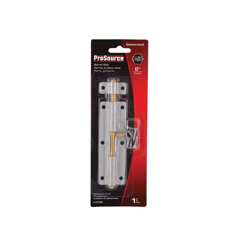 ProSource CL-702-PS Barrel Bolt, 0.31 Dia in Bolt Head, 6 in L Bolt, Brass Pin/Steel, Galvanized
