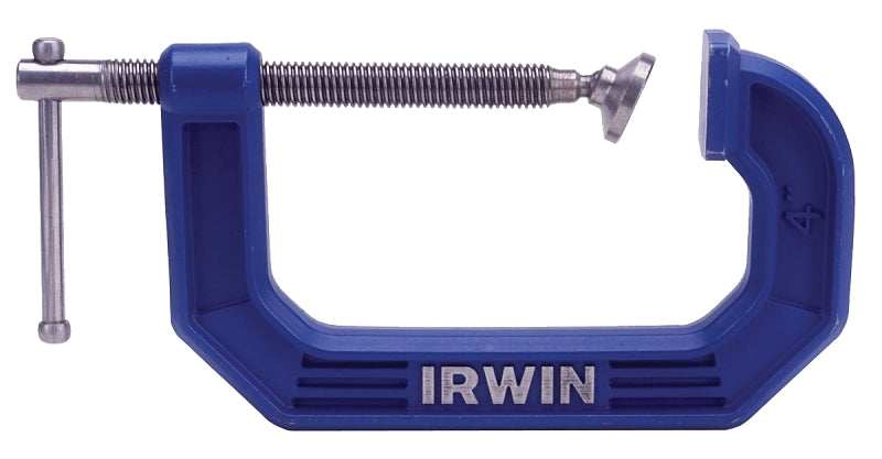 Irwin 225105 C-Clamp, 10 lb Clamping, 5 in Max Opening Size, 3-1/4 in D Throat, Steel Body, Blue Body