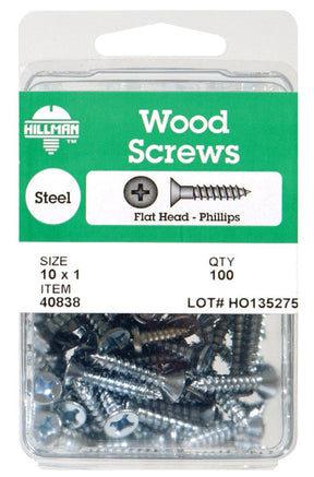 HILLMAN No. 8 X 1-1/2 in. L Phillips Zinc-Plated Coarse Wood Screws 75 pk, Pack of 5