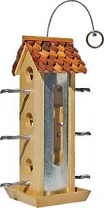 Perky-Pet 50171 Tin Jay Wood Bird Feeder, 2 lb, Fir Wood, Hanging, Pole, Pack of 2