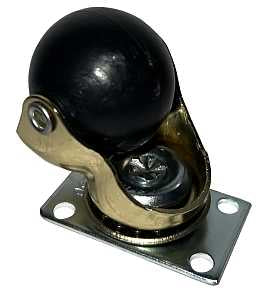 Dh Casters C-H15P2BR Swivel Ball Caster, 1-1/2 in Dia Wheel, Rubber Wheel, Black, 90 lb