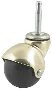 Dh Casters C-H20S1BR Ball Caster, Stem and Wood Socket Mounting, 4 in H Dimensions, 2 in Dia Wheel, Rubber Wheel