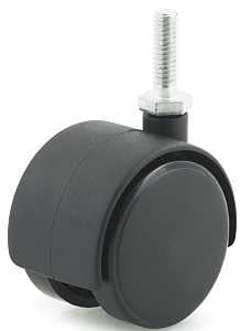 Dh Casters C-T20T1BK Swivel Caster, Threaded Mounting, 2-3/8 in H Dimensions, 2 in Dia Wheel, Plastic Wheel, Black