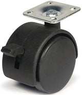Dh Casters C-T20P1BKB Swivel Caster, 1-1/2 x 1-1/2 in Plate, 2-3/8 in H Dimensions, 2 in Dia Wheel, Plastic Wheel, Black