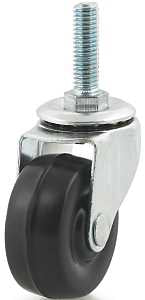 Dh Casters C-L20T1RS Swivel Caster, Threaded Mounting, 2-5/8 in H Dimensions, 2 in Dia Wheel, 13/16 in W Wheel, 77 lb
