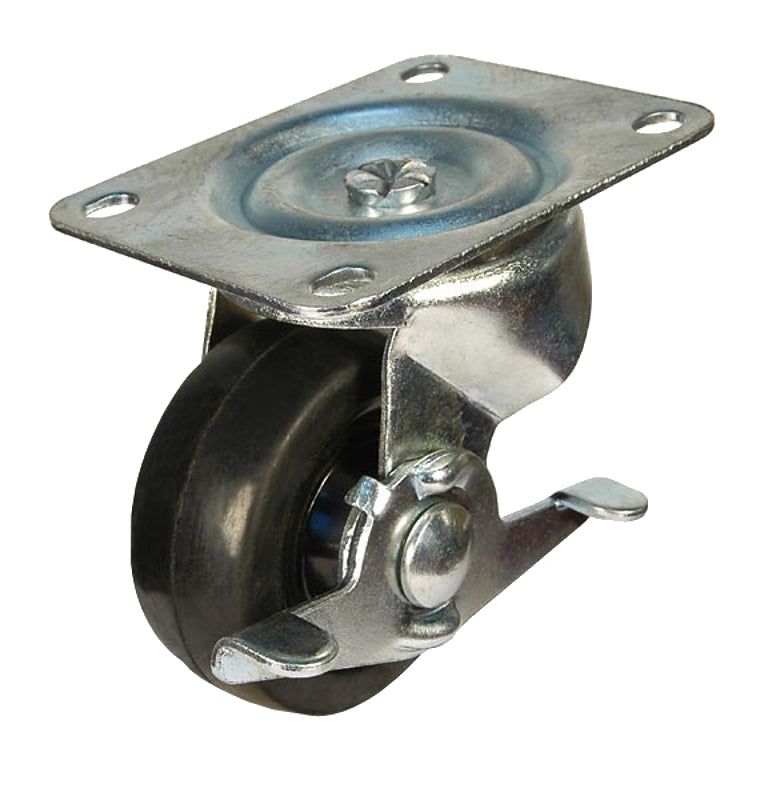Dh Casters C-GD25RSB Swivel Caster, 2-3/4 x 3-27/32 in Plate, 3-1/4 in H Dimensions, Rubber Wheel