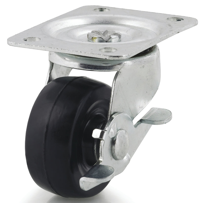 Dh Casters C-GD25HRSB Swivel Caster, 2-3/4 x 3-27/32 in Plate, 3-1/4 in H Dimensions, 2-1/2 in Dia Wheel, Rubber Wheel