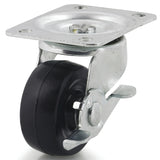 Dh Casters C-GD25HRSB Swivel Caster, 2-3/4 x 3-27/32 in Plate, 3-1/4 in H Dimensions, 2-1/2 in Dia Wheel, Rubber Wheel