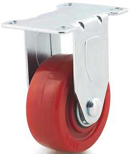 Dh Casters C-LM3P1PUR Rigid Caster, 3 in Dia Wheel, 1-1/4 in W Wheel, Polyurethane Wheel, Red, 240 lb
