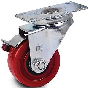 Dh Casters C-LM3P1PUSB Swivel Caster, 2-3/8 x 3-5/8 in Plate, 4-1/4 in H Dimensions, 3 in Dia Wheel