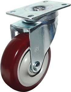 Dh Casters C-LM35P1DPBS Rigid Caster, 2-3/8 x 3-5/8 in Plate, 4-11/16 in H Dimensions, 3-1/2 in Dia Wheel, Rubber Wheel