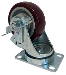 Dh Casters C-LM35P1DPBSB Rigid Caster, 2-3/8 x 3-5/8 in Plate, 4-11/16 in H Dimensions, 3-1/2 in Dia Wheel