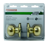 ProSource T9730BRA4V Passage Knob, Metal, Polished Brass, 2-3/8 to 2-3/4 in Backset, 1-3/8 to 1-3/4 in Thick Door