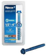 Tapcon 11420 Concrete Screw Anchor, 1/2 in Dia, 4 in L, Steel, Zinc