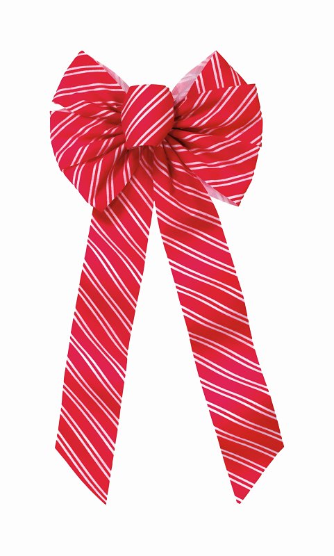 Holidaytrims 6599 Bow, 14 in H, Striped, Polyethylene/Velvet, Red/White, Pack of 24
