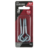 Ace Small Silver Steel 2.4375 in. L Ceiling Hook 45 lb 3 pk, Pack of 5