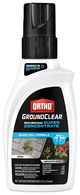 Ortho GROUNDCLEAR 4651005 Concentrated Weed and Grass Killer, Liquid, Dark Brown, 32 oz Bottle