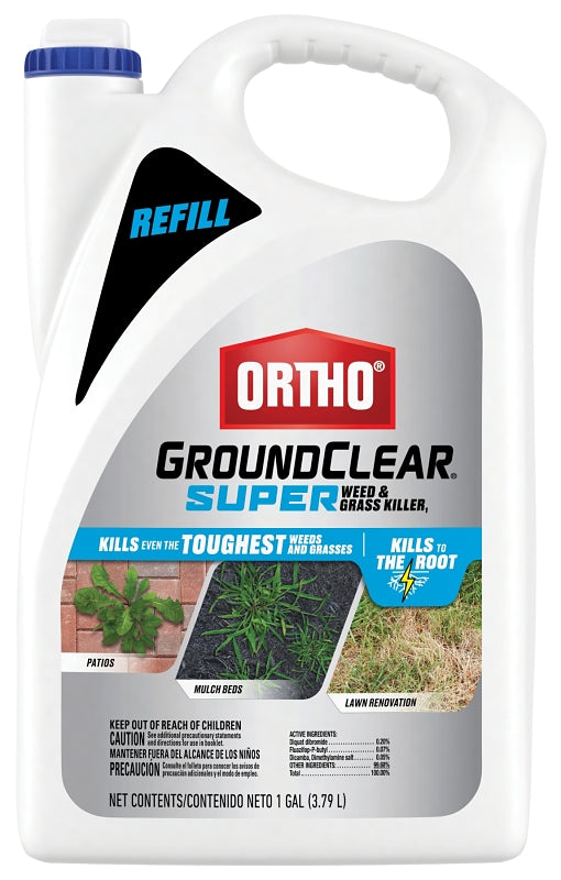 Ortho GroundClear 4652905 Weed and Grass Killer, Liquid, Light Yellow, 1 gal Jug