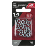 Ace 3/32 in. D X 5/8 in. L Zinc-Plated Steel Screw Eye 20 lb. cap. 14 pk, Pack of 5