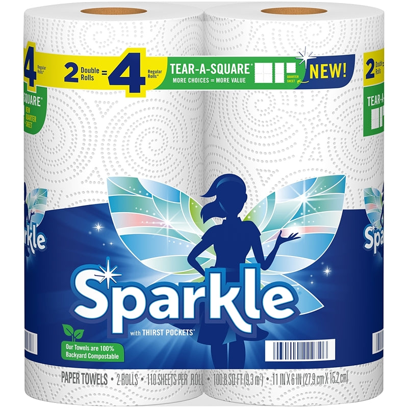 Sparkle 22272 Paper Towel, 9-1/4 ft L, 4.8 in W, 2-Ply, Pack of 12