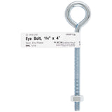 Hampton 1/4 in. X 4 in. L Zinc-Plated Steel Eyebolt Nut Included, Pack of 10