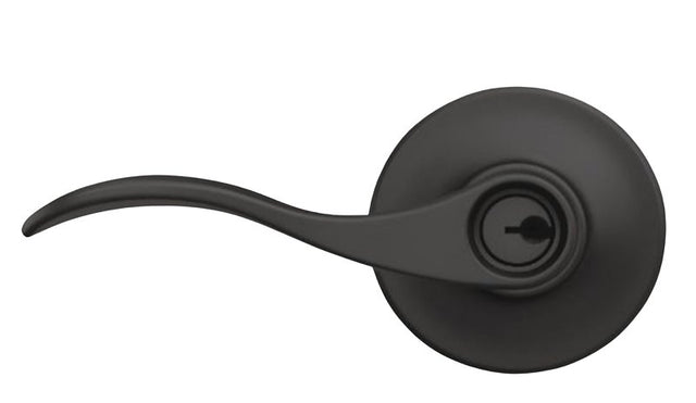 Schlage Accent Series F51AGACC622 Keyed Entry Door Handle, Lever Handle, Matte Black, Metal, C Keyway, Residential