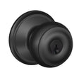 Schlage F51 AG GEO 622 Entry Door Lock, Knob Handle, Matte Black, C Keyway, Commercial, 2 Grade, Turn Button