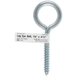 Hampton 3/8 in. X 4-1/2 in. L Zinc-Plated Steel Lag Thread Eyebolt, Pack of 10
