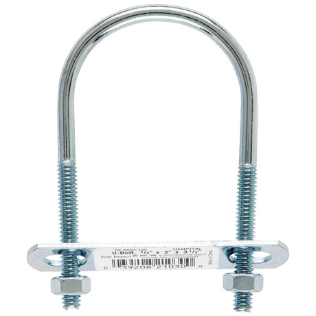Hampton 1/4 in. X 2 in. W X 3-1/2 in. L Coarse Zinc-Plated Steel U-Bolt, Pack of 10